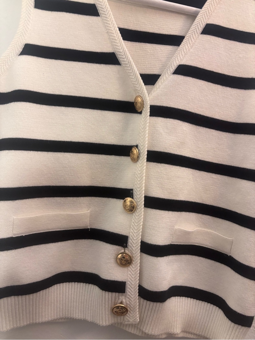Adrianna Papell Striped V-Neck Sweater Vest Size Small - Picture 4 of 8